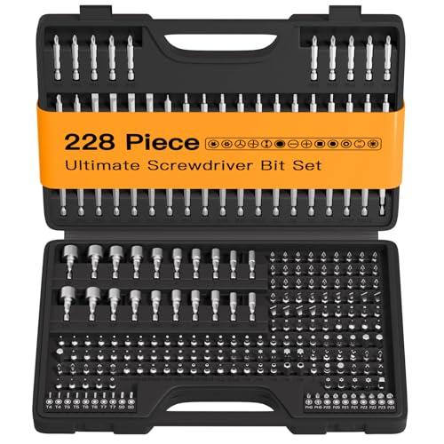 ENERTWIST 228 Pcs Screwdriver Bit Set, CR-V 1/4" Hex Shank Includes Rare Security Bits, Nut Drivers, and Magnetic Bit Holder, Ultimate Driver Set with Sturdy Tool Box