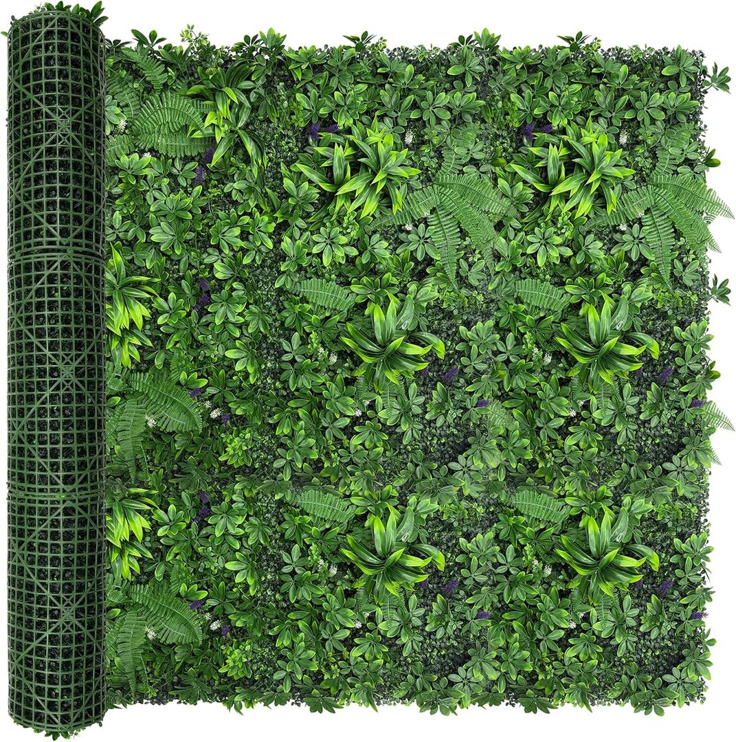 Artificial Green Boxwood Grass Wall Panels: 60"x120"50SQFT UV Protected Ivy Privacy Hedge Fence Screen for Chain Link Fences Indoor,Outdoor Patio Balcony & Garden