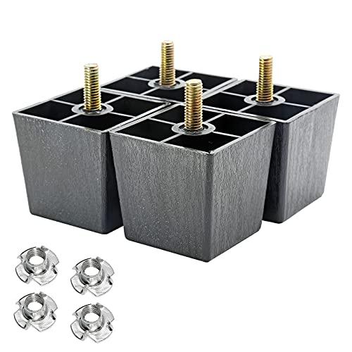 Murtenze 4Pack 2 inch Sofa Legs, Square Tapered Plastic Couch Legs Replacement Furniture Legs with M8 Hanger Bolts for Chair Sofa Dresser Cabinet Loveseats Ottoman Bed