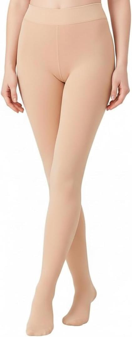 Vinsatin Women's Thermal Tights Without Fleece Lined Nude Opaque Leggings Warm Winter Skin Colored Footed Tights (XL)