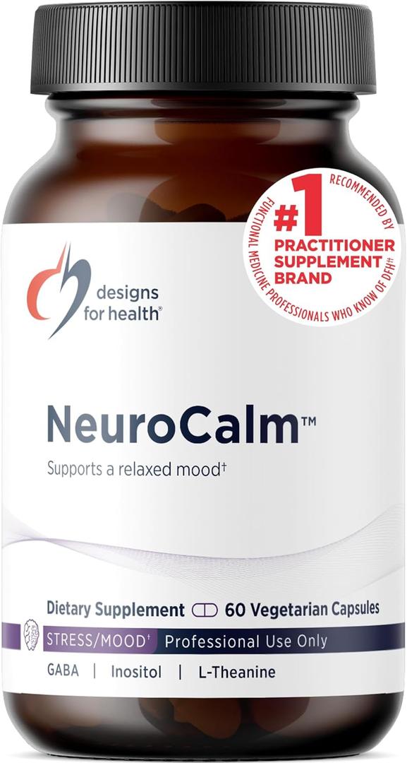 Designs for Health NeuroCalm - 5HTP GABA L-Theanine Supplement for Stress Response - Methylated B12, Vitamin B6, Taurine, Chamomile & Magnesium Supplement for Mood Support (60 Vegan Capsules) BB Date 02/28/26
