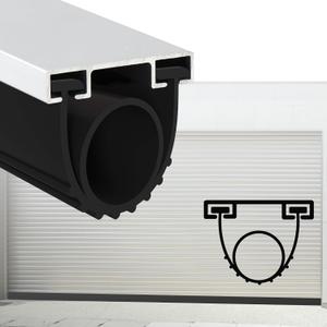 Gaahing Heavy Duty Garage Door Bottom Seal Strip with Pre-drilled Aluminum Track Retainer Base Kit, Universal Weather Stripping Combination, Impact Buffer Sealing Weatherstrip (9.8FT, Black)