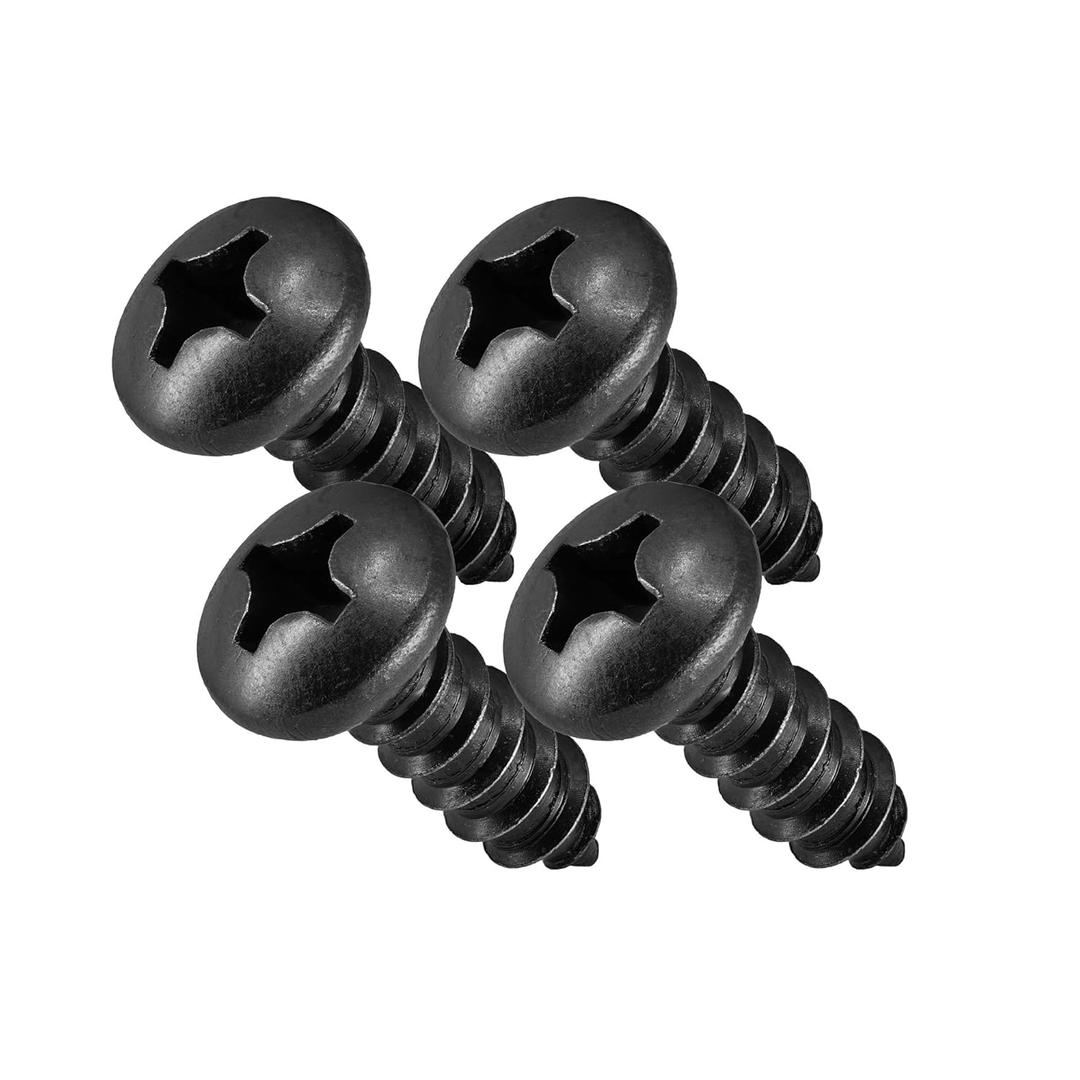 Stainless Steel License Plate Screws, Rustproof, Black Oxidizied in USA by Makers Bolt (Pack of 4)