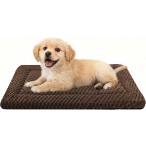 Dog Bed Crate Mat, Soft Durable Washable Anti-Slip Kennel Pad for Dogs & Cats, Reversible (Dark Brown, S(24"*18"*1.5"))