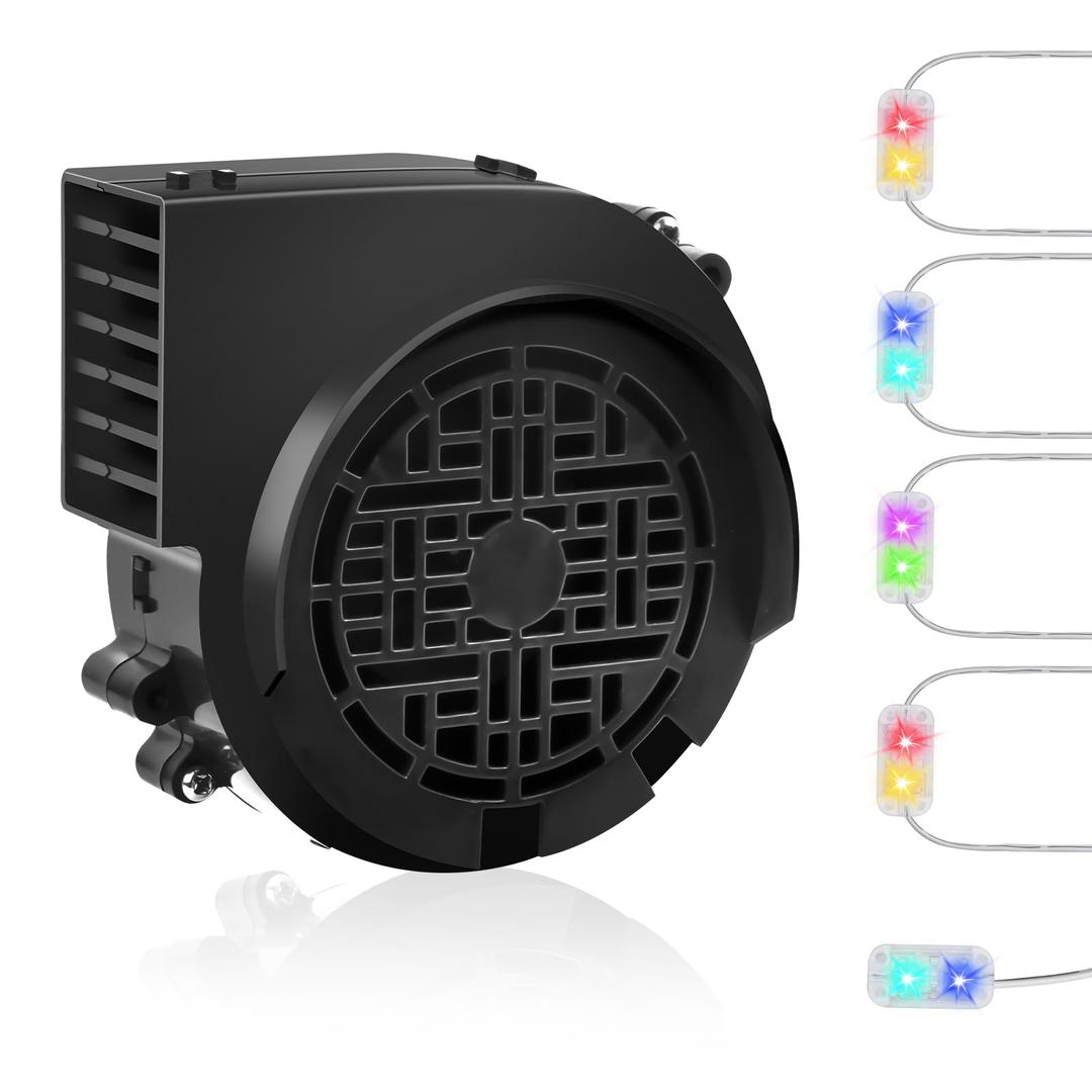 12V 1.2A Inflatable Replacement Motor for 5-9FT Halloween Christmas Inflatables Air Blower Fan with 5 LED Light 1.5A Adapter Outdoor Blow Up Fan Parts Inflatables (White Lights 5 LED, 12V 1.2A)