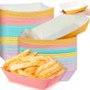 Lallisa 120 Pcs 2lb Colorful Paper Hot Dog Trays Disposable Nacho Trays Pastel Serving Food Boats Grease Resistant Paperboard Ice Cream Party Supplies for Summer Snack French Fries BBQ Picnic