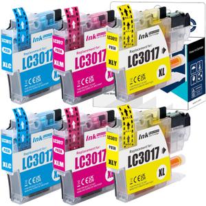 LCL Compatible Ink Cartridge Replacement for Brother LC3017 LC-3017 XL LC30173PK LC3017C LC3017M LC3017Y MFC-J5330DW MFC-J6530DW MFC-J6930DW MFC-J6730DW MFC-J5335DW (6-Pack 2Cyan 2Magenta 1Yellow) (Regular)