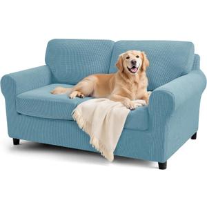 SUBRTEX 5 Pieces Stretch Sofa Slipcover Sets Couch Cover Sets Backrest Cushion Covers Furniture Protector Collection Set for Oversize Sofa Loveseat Chair Slip Covers(Medium, Steel Blue)