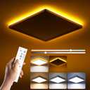 BLNAN Dimmable LED Flush Mount Ceiling Light Fixture with Remote Control, 12 Inch 24W 3000K-6500K, 2000K Nightlight Wired Low Profile for Bedroom, Kitchen, Living Room, Square White