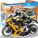 Liberty Imports 2.4G RC Remote Control Stunt Motorcycle with Riding Figure, 1:10 Scale High Speed Cross Country 360 Degree Rotation Drift Shockproof Racing Motorbike (Yellow)