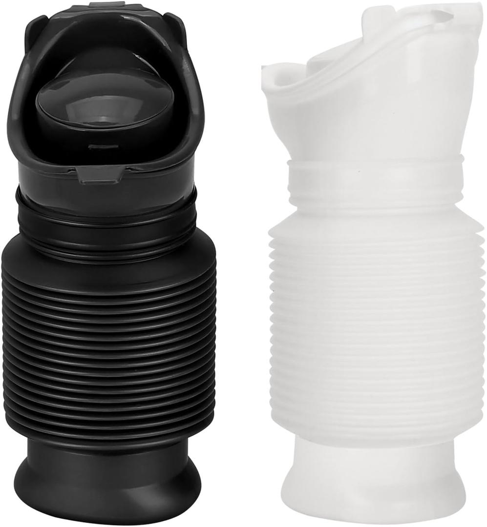 Portable Urinal for Men Women, Spill Proof Travel Emergency Urinal Bottle, Leak-Proof Collapsible Urinals, Personal Car Pee Bottle for Camping, Road Trips, Drivers, Seniors, Kids (Black White 750mL)