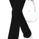 Dookttker Women Flare Leggings Fold Over Pajama Pants Stretch Soft Thin Skinny Bell Bottoms Summer Clothes Fashion Outfits Black,Size Medium