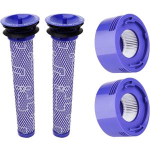 Hechuang Filters kit for Dyson V7, V8 Animal And Absolute Vacuum, 2 Pack Replacement Parts (DY-96566101) and 2 Pack Post- Filter (DY-96747801)