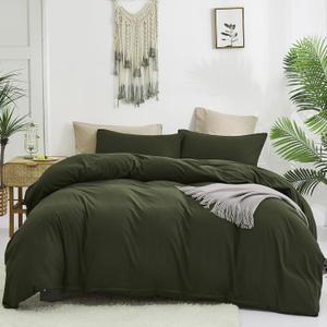 Luxlovery Dark Green Comforter Set Queen Olive Green Bedding Comforter Men Army Bedding Set Soft Breathable Blanket Quilts Minimalist Bedding for Queen Bed