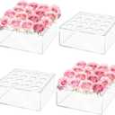 4 Pack Acrylic Flower Vase, Clear Vase, Flower Vases for Centerpieces, Floral Low Vases for Dining Table Reception, Home Party and Weddings, 4 Pack, Square