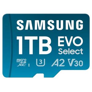 Samsung EVO Select microSD Memory Card + Adapter, 1TB microSDXC, Up-to 160 MB/s, 4K UHD, UHS-I, C10, U3, V30, A2, for Mobile Phone, Smartphones, Nintendo-Switch, and Tablets (MB-ME1T0SA/AM)