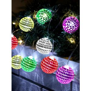 BBTO 10/20 LED Disco Ball String Light Battery Powered Mirror Balls Ornaments for Summer Party Backyard Porch Patio Decor Birthday Wedding 70s 80s Disco Party Supplies(1.57 Inch,Mixed Colors)