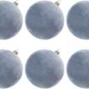 4inch Dusty Blue Velvet Ornaments for Christmas Tree, 6pcs Flocked Christmas Balls Ornaments Sets
