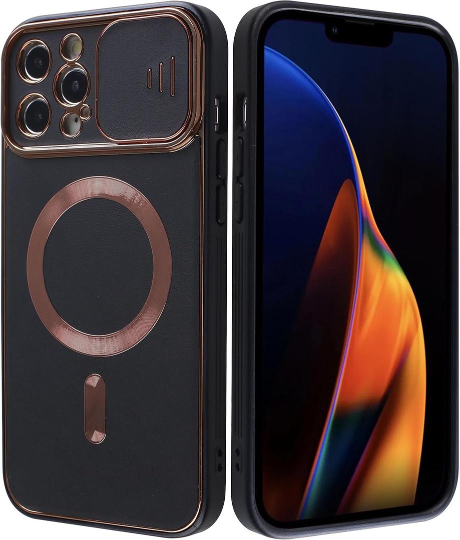 Sliding Camera Cover for iPhone 13 Pro Max Compatible with Magsafe Cell Phone Case Slim Shockproof & Military Grade Protective Scratch Resistant Phone & Screen Cover for iPhone 13 Pro Max - Black