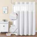 Colorful Star No Hook Shower Curtain with Snap in Fabric Liner, Waffle Weave Heavy Duty Thick Shower Curtains with Mesh Top Window, Hotel Style Waterproof Bathroom Curtain Set, 72 x 75 Inch, White