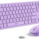 Wireless Keyboard and Mouse Combo - seenda Full Size 2.4G USB Wireless Keyboard Mouse Set, Quiet Cordless Computer Keyboard Mouse for Windows, Laptop, PC - Purple