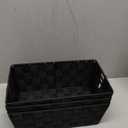 Woven Black Storage Baskets Shelf Tote Boxes Container, Durable Storage Organizer Bins with Built-in Handles for Bedroom, Office, Closet, Kids Room, Nursery, 3-Pack,11.4x 6.5x 4.5 (Small)