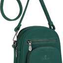 FADEON Small Purses for Women Crossbody Bags, Designer PU Leather Mini Cross Body Purse Travel Shoulder Bag Card Slots (Dark Green Nubuck Style)