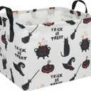 Rectangle Storage Basket with Handles, Collapsible Storage Bin, Books Box, Gift Basket(Black Halloween)