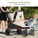Dog Stroller for Medium/Large Dogs One-Click Folding 4 Wheel Pet Foldable Dog Stroller for 2 Dogs Jogger with Storage Pocket Suitable for Pets Up to 110LBS