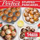 SugarWhisk Mini Pancakes Maker Machine with 14 Larger & Deeper Grooves, Electric Mini Pancake Pan, Aebleskiver Pan, Ebelskiver Pan, Browning Controllable, White