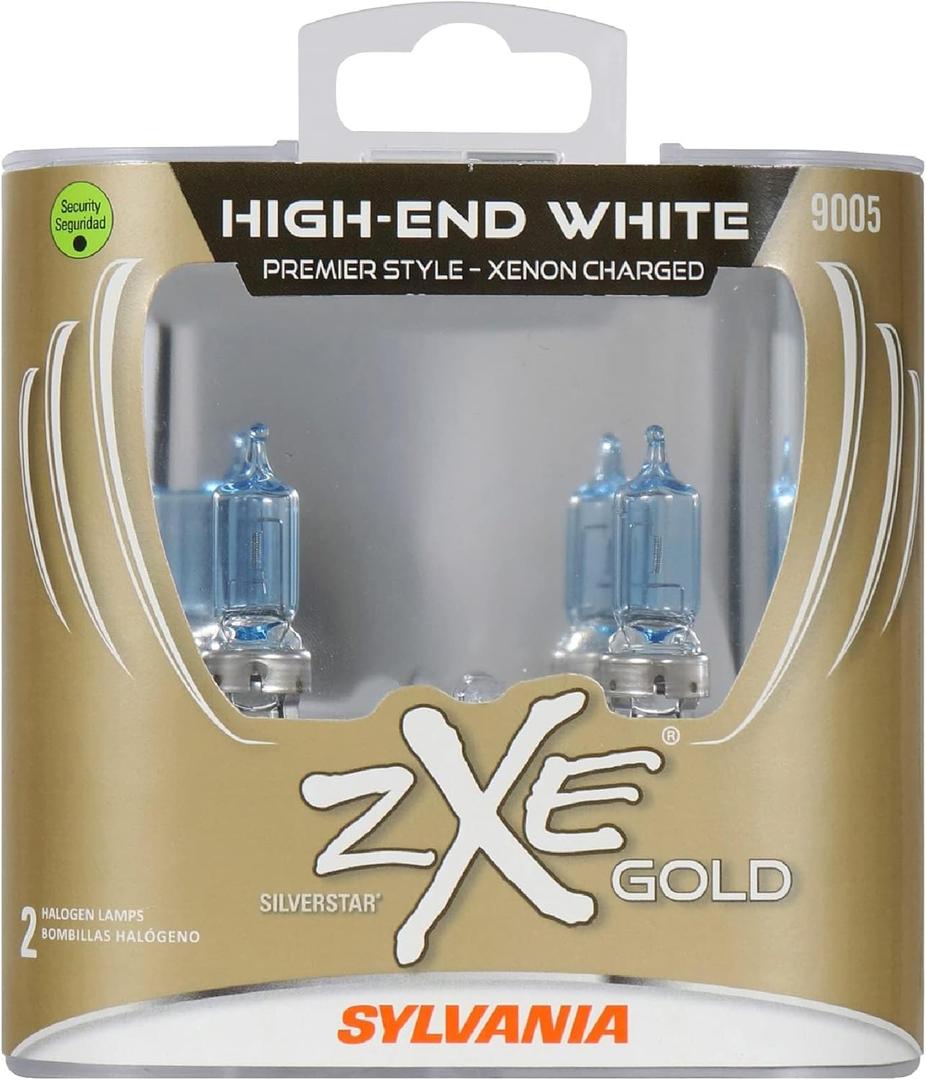 SYLVANIA - 9005 (HB3) SilverStar zXe GOLD High Performance Halogen Headlight Bulb - Bright White Light Output, Best HID Alternative, Xenon Charged Technology (Contains 2 Bulbs)