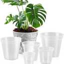 Vesici 6 Pcs 4/5/6/7/8/9 Inch Large Size Clear Nursery Pots Variety Pack Plant Pots with Drainage Holes Planters for Indoor Plants Flexible Transparent Plastic Plant Bottle Succulents