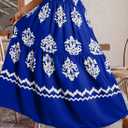 Happy Sailed Boho Long Skirts for Women Fashion Floral Print High Waisted A Line Flowy Maxi Skirt for Beach Vacation (Blue, L)