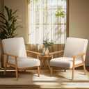 COLAMY Mid Century Modern Accent Chair Set of 2, Relaxing Armchair with Solid Wood Frame & Soft Cushion, Reading Leisure Chair with High Back for Living RoomBeige