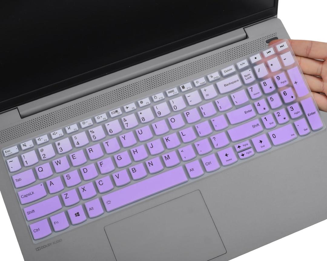 Keyboard Cover for Lenovo Yoga 7i 16"/15.6", Ideapad 3/Idepad 3i/Ideapad 5/Ideapad 5 15.6 17.3, Lenovo Ideapad Flex 5 5i 15.6, 16"/IdeaPad Slim 5 5i 15.6, 16/ IdeaPad Slim 7 15.6, Lenovo V15 G4 G3 G2 (Ombre Purple)