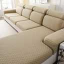 Couch Cushion Covers for Sectional Sofa, Stretch Sectional Couch Covers L Shape, Sofa Cushion Cover Washable, Soft Seat Slipcovers for Pets(Cushion Cover,Khaki)