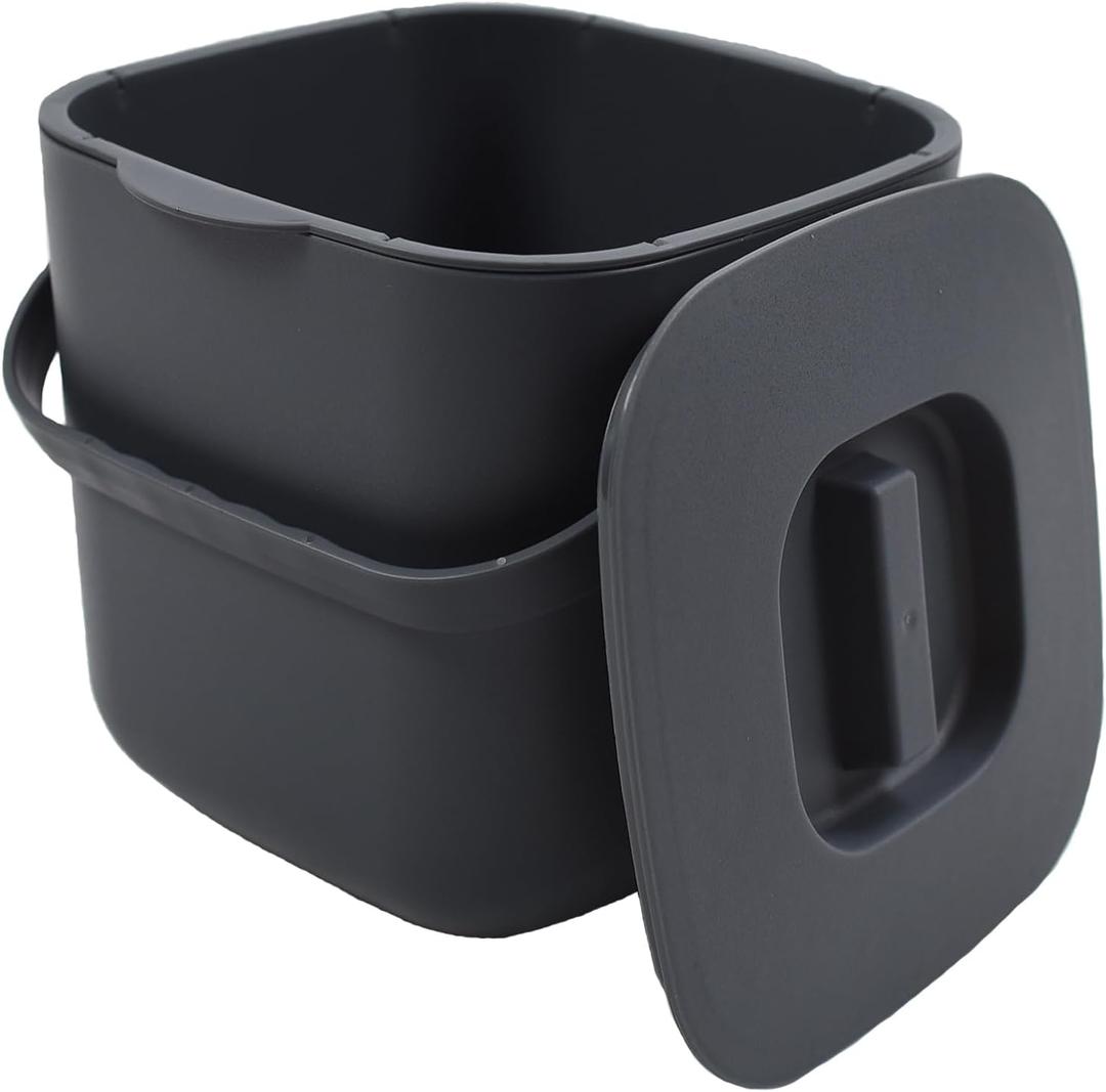 4-Liter Kitchen Compost Bin with Handles for Countertop Food Scrap Collection.Dary Gray-4L-US