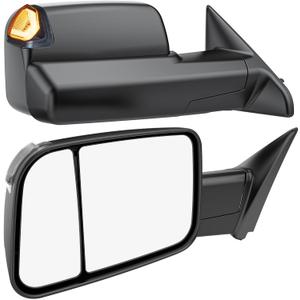 WHALEMOTOR Power Heated Tow Mirrors Compatible with 2019-2024 Dodge Ram 1500 Only (Not fit Classic), Manual Flip & Fold Tow Side Mirrors w/Blind Spot Detection, Turn Signal, Puddle Light, Temp Sensor, 24.8 inches