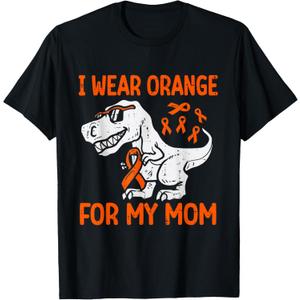 I Wear Orange For My Mom Dinosaur Multiple Sclerosis Kids T-Shirt, S