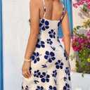 Verdusa Women's Floral Bodycon Dresses Backless Spaghetti Strap Vacation Dress (White, XL)