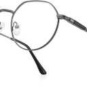 Classic Round Polygon Reading Glasses for Men Women Light Blocking Computer Readers Spring Hinge Metal Frame, Magnification Strength: +1.25