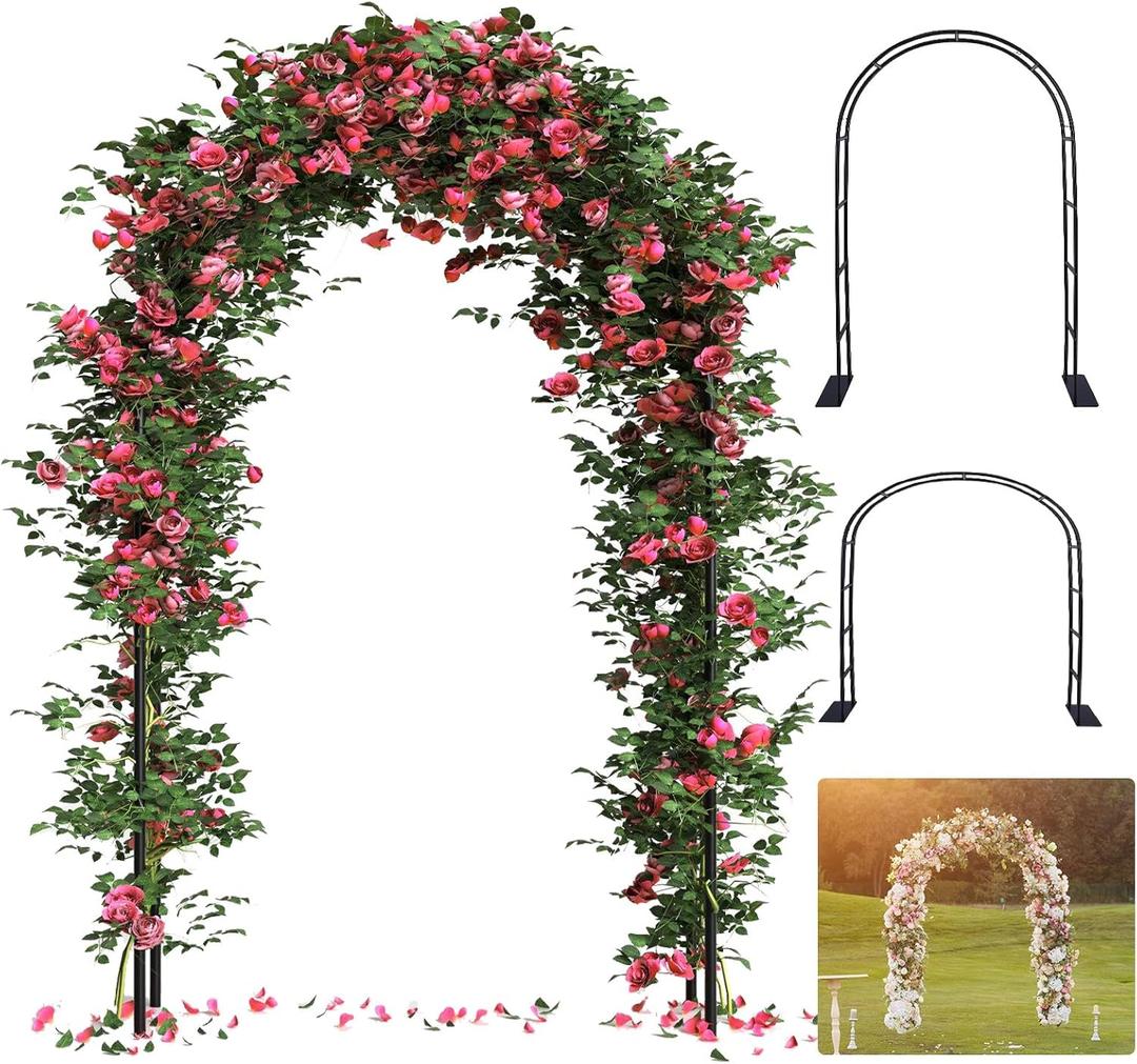 Thickened Tube Garden Arch Trellis, 4.6 * 7.8 or 6.4 * 7.5Ft, Metal Archway Arbor Stable Outdoor Garden Trellis for Climbing Plants, Party Wedding Arch Decoration