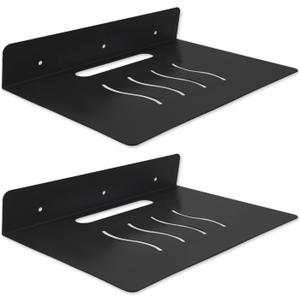 Steel Floating Shelves for Wall,Small Wall ShelfSuitable for Bedroom, Living Room, Bathroom, Kitchen, Office (Black, 2Pack 9.06x6.89 in)