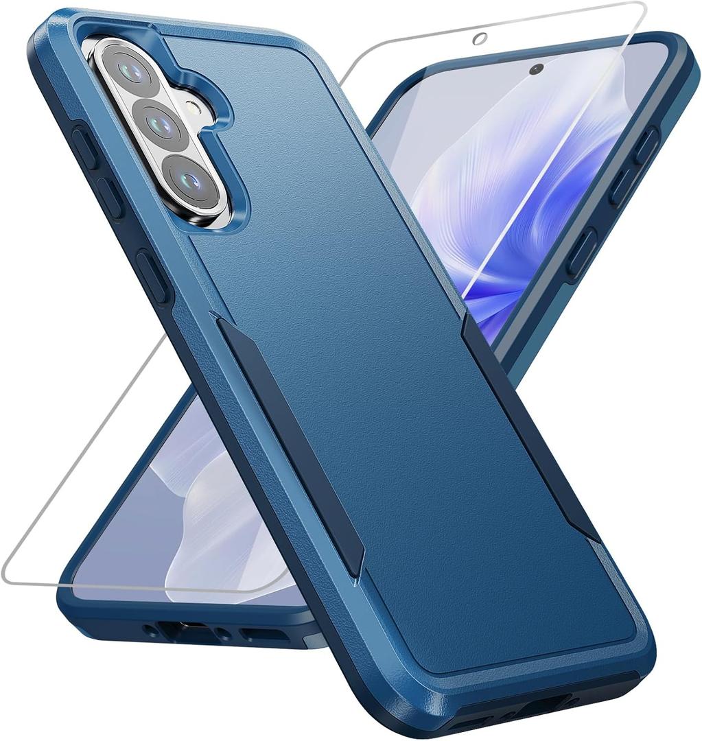 for Galaxy A36 5G Phone Case, with HD Screen Protector [Military Grade Drop Tested] Heavy-Duty Tough Rugged Shockproof Protective Case for Samsung A36 5G, Blue