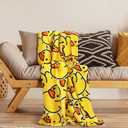 SmoothNovelty Cute Rubber Duck Throw Blanket Cartoon Ducky Gift Decorative Soft Fleece Ducky All Season Blankets Cozy Flannel Carpet for Bed Chair Car Sofa Couch Bedroom(Yellow,50" X 60")