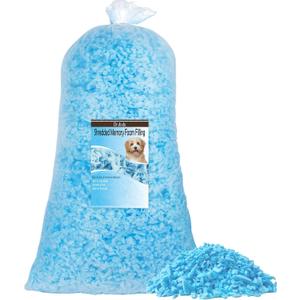 DR.DUDU 5lbs Shredded Memory Foam Filling for Bean Bag Filler, Soft and Convenient Pillow Stuffing Foam for Couch Cushion Dog Bed Chair Arts Crafts, Added Gel Particles (Blue)