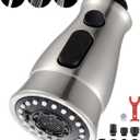 J-HVA Kitchen Faucet Sprayer Head Replacement with 15 Adapters (UPDATED) - Pull Down Kitchen Sink Faucet Spray Nozzle Head Replacement 3-Function Tap Spray Head for Kitchen Sink, Brushed Nickel