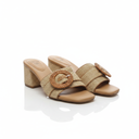 Womens Low Chunky Block Heels Raffia Sandals Square Open Toe Slip On Slides Summer Beach Dress Shoes, Size 8.5