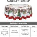 Giwawa 60in Christmas Round Tablecloth Santa Claus Sleigh Reindeer Table Cover Xmas Tree Winter Snowflakes Stain Resistant Waterproof Table Cloth for Kitchen Dining Holiday Indoor Outdoor Decor (One Size)