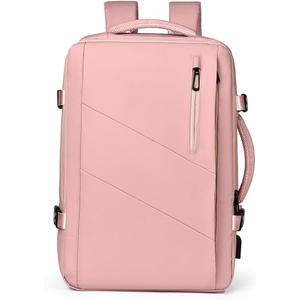 Saddhu Travel Backpack for Women Flight Approved Expandable Carry on Laptop Daypack for Overnight Weekender (Pink)